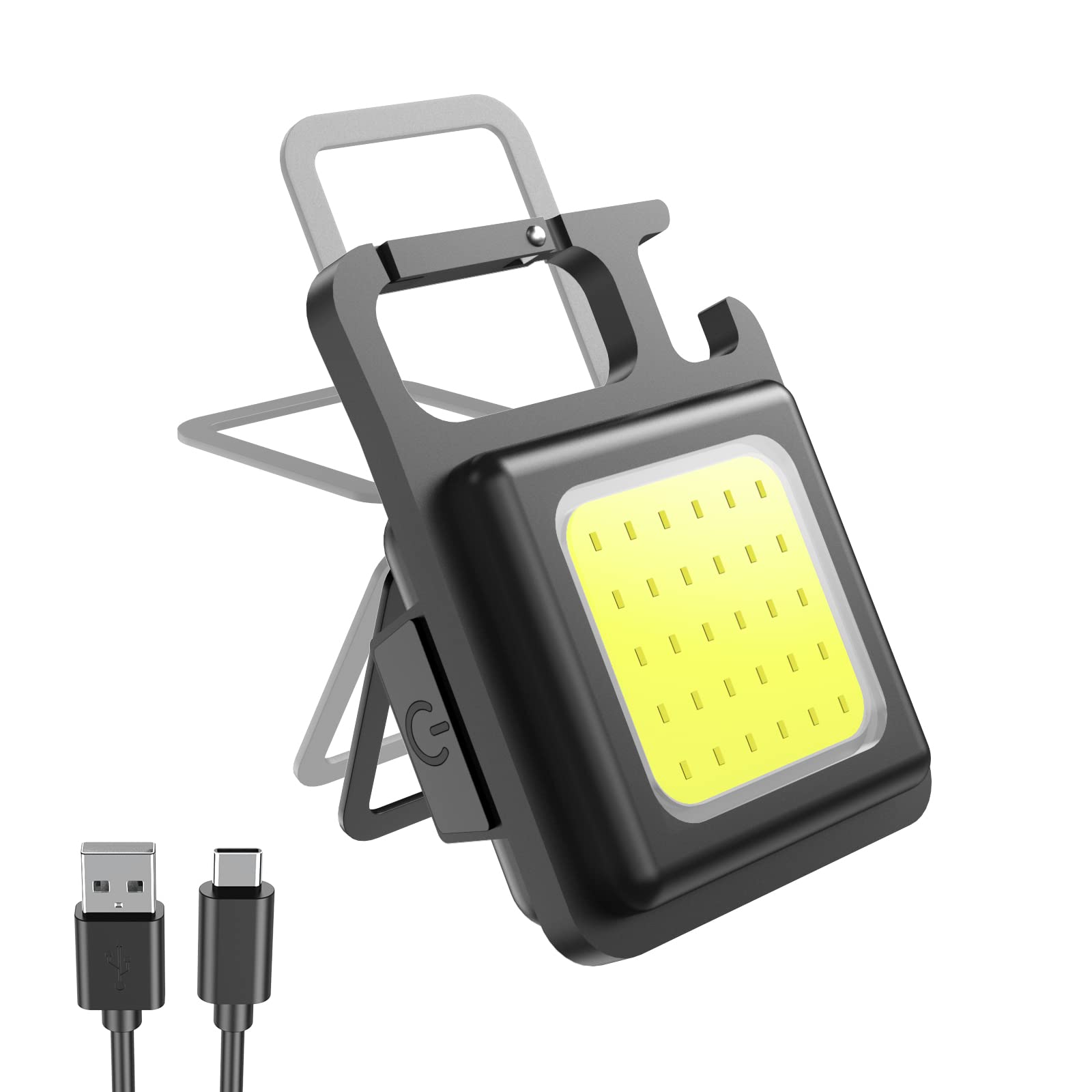 Mini USB Rechargeable Keychain Flashlight – Portable COB LED Work Light with Strong Magnet for Camping, Emergency Us