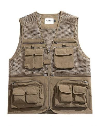 Unloading Men's Vest Tactical Coat Waistcoat Many Pocket Mesh Sleeveless Jacket