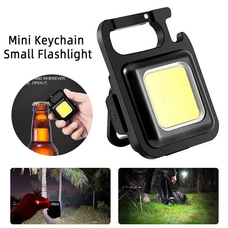 Mini USB Rechargeable Keychain Flashlight – Portable COB LED Work Light with Strong Magnet for Camping, Emergency Us