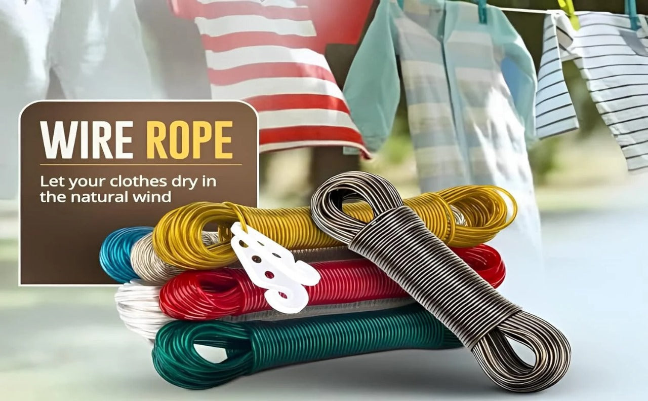 20m Heavy-Duty Coated Metal Laundry Rope – Strong Waterproof Drying Line for Indoor & Outdoor Use