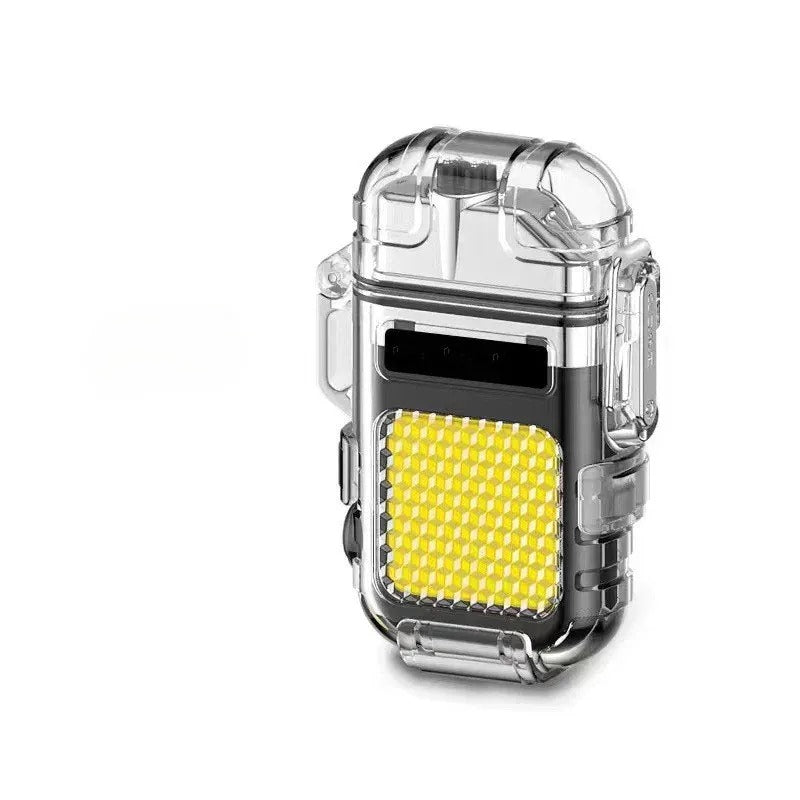 Transparent ARC Electric Lighter – USB Rechargeable, Waterproof Plasma Lighter with COB Flashlight for Camping & Outdoor Use